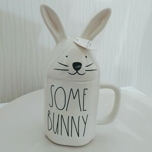Rae Dunn Some Bunny Loves You Easter Coffee Mug with Rabbit Head Topper